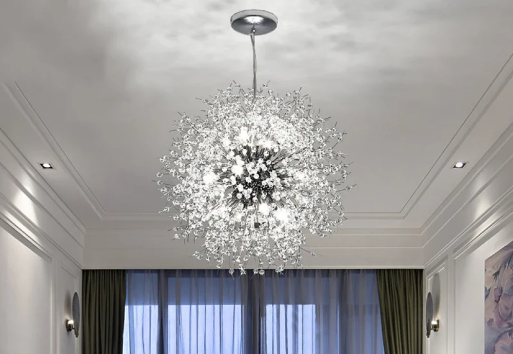 crystal chandelier in dining room